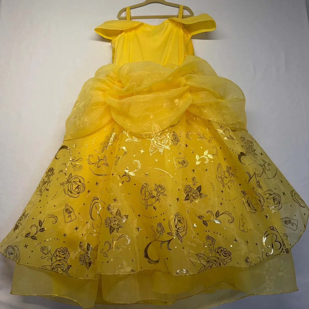 Disney Store Belle Deluxe Princess Costume Dress 9/10 Beauty & Beast Yellow Gown